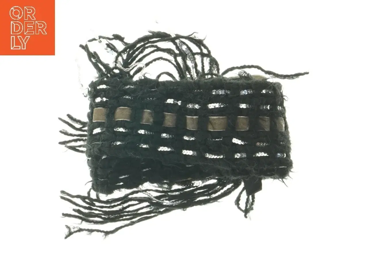 Billede 1 - Dekorativt sort tørklæde Soaked in Luxurymed frynser (str. 172 cm)