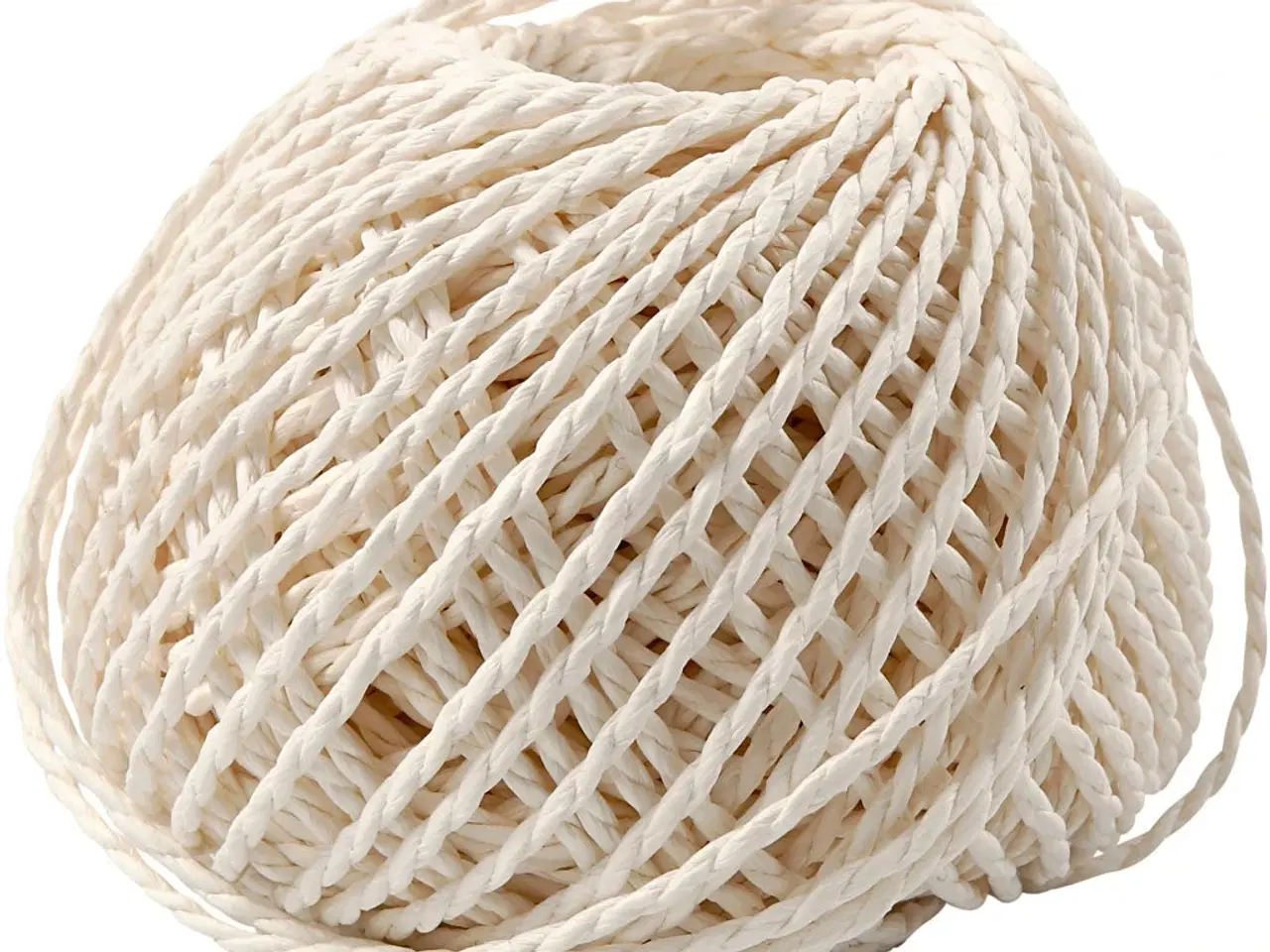Billede 1 - Papirgarn, tykkelse 2,5-3 mm, hvid, 150 g, 40m/ 1 ngl.