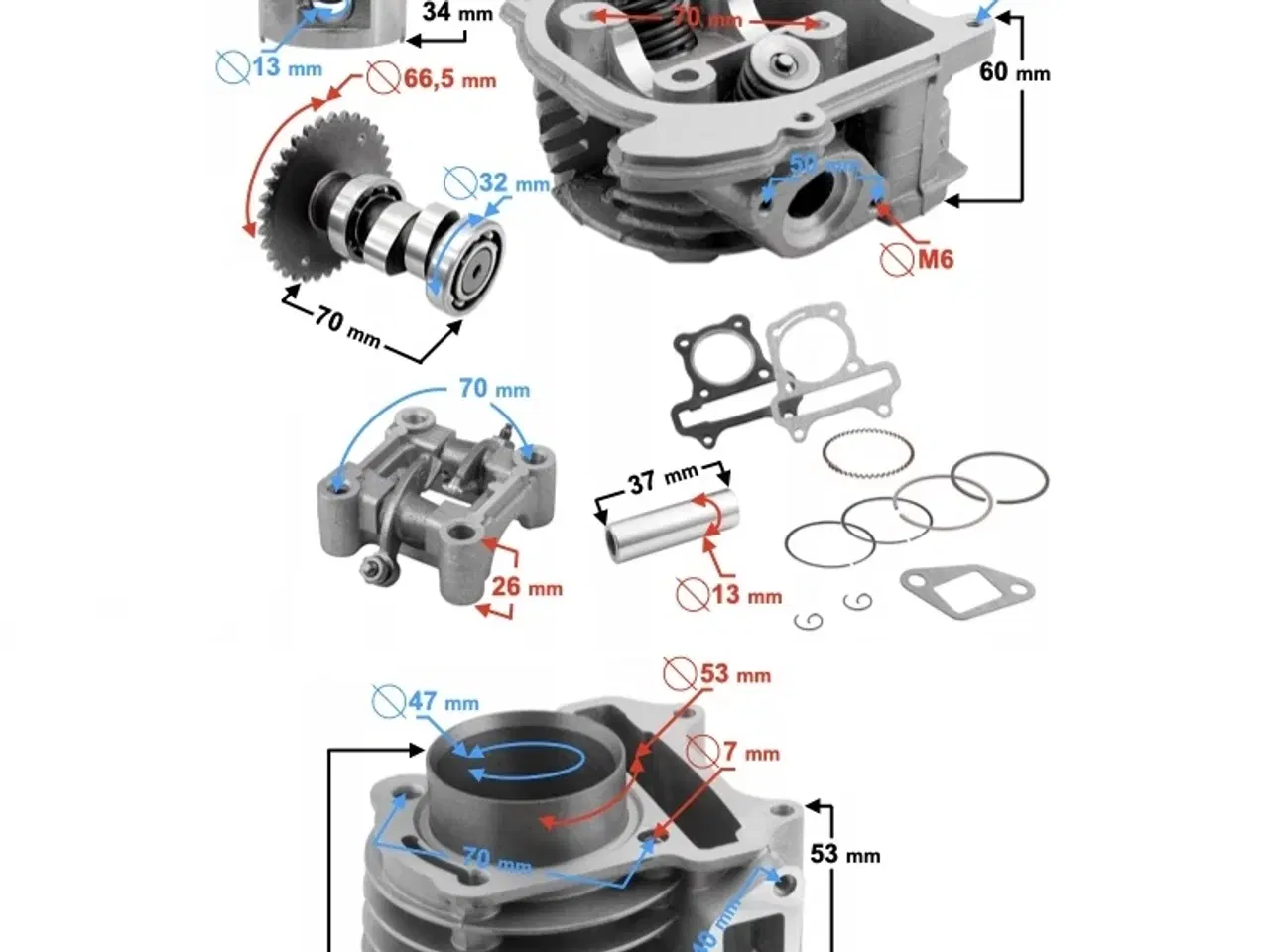 Billede 2 - NY! 72cc Komplet Cylinderkit + Topstykke