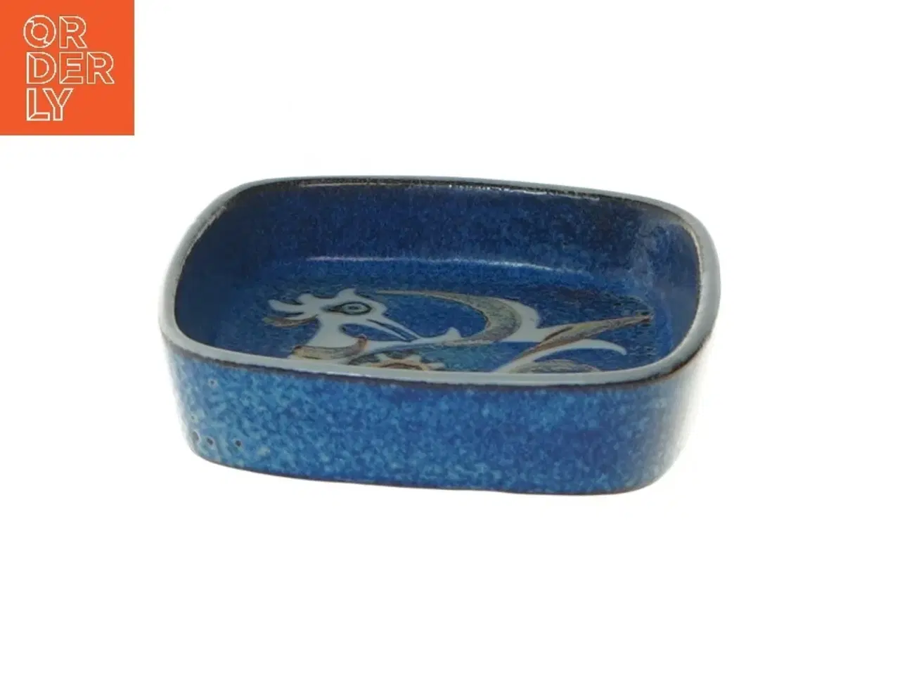 Billede 2 - Blåt keramikfad med fuglemotiv fra Royal Copenhagen (str. 11x11 cm)