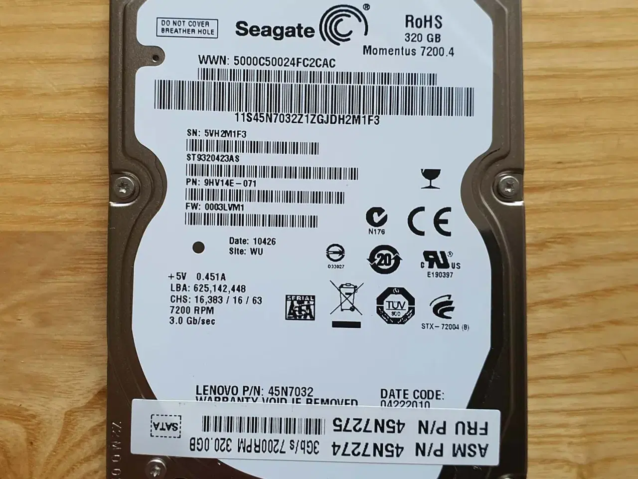 Billede 1 - Seagate Momentus  7200.4 - ST9320423AS - 320GB