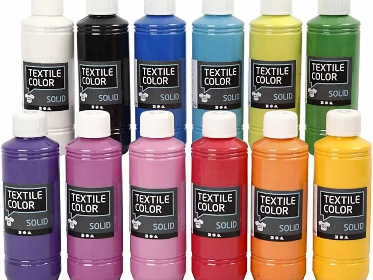 Billede 1 - Textile Solid - Dækkende Tekstilmaling 12x250 ml