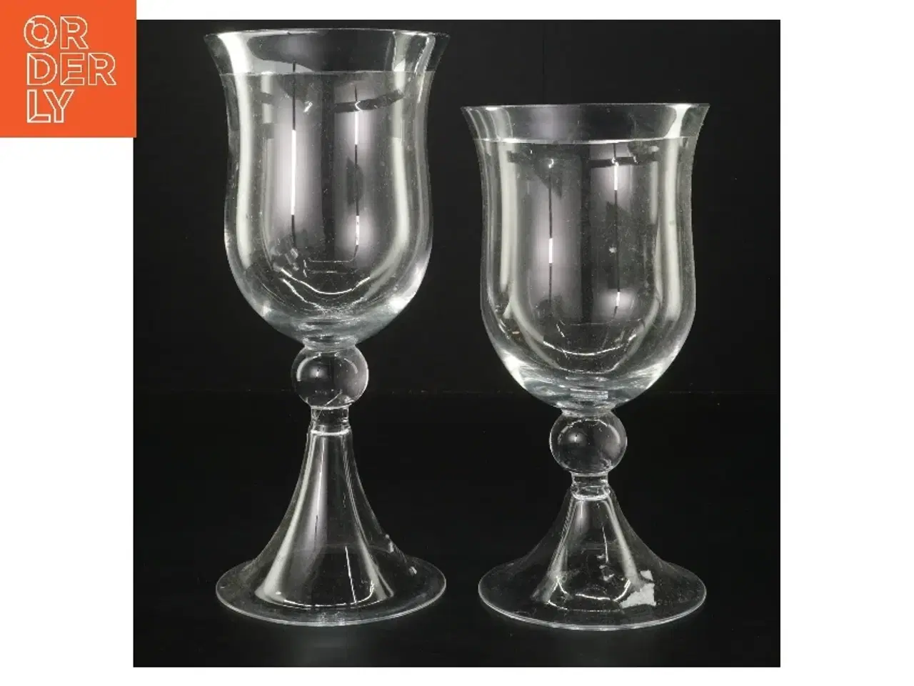 Billede 1 - Glaslysestager sæt (str. 20 og 23 cm)