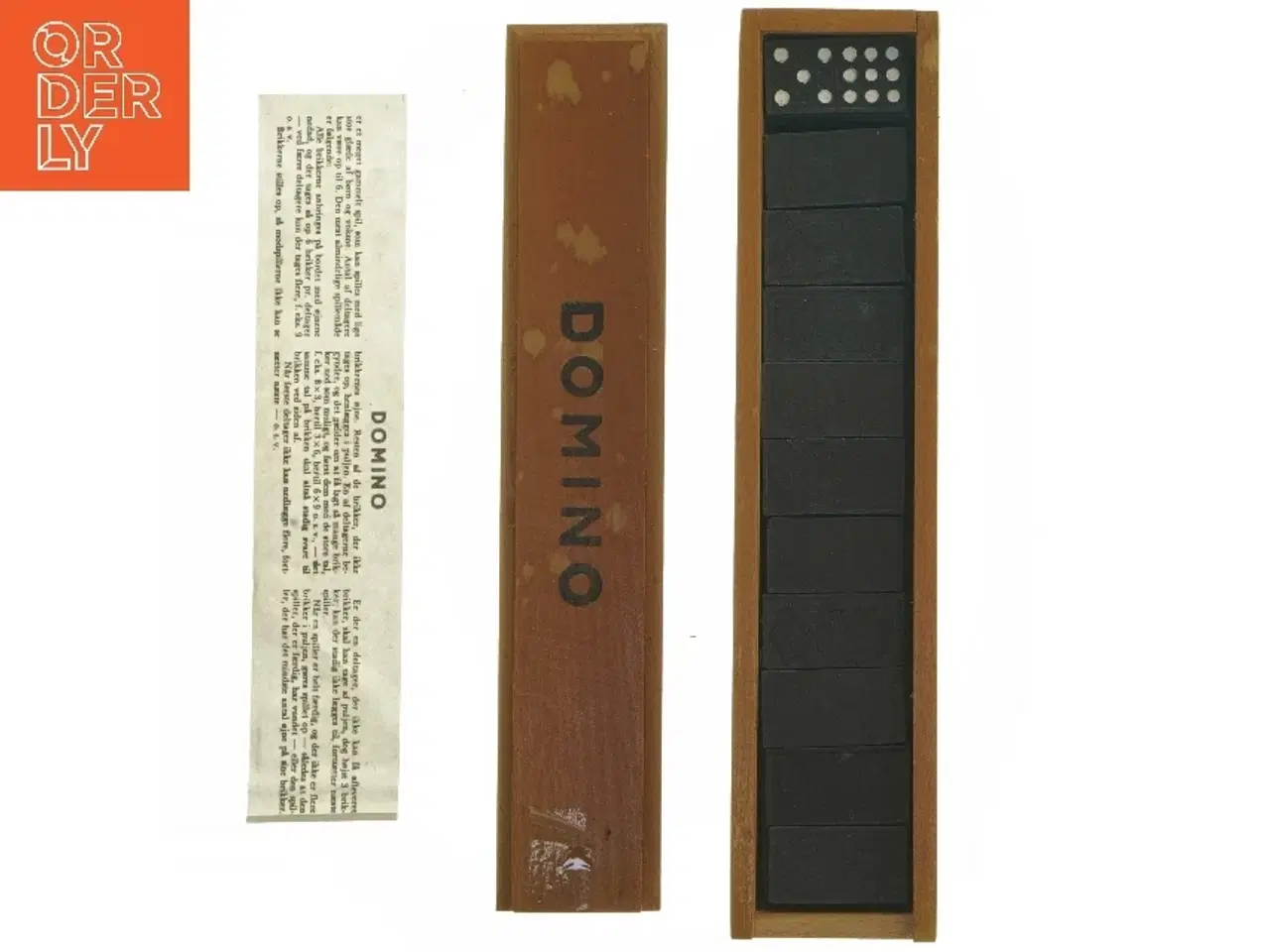 Billede 2 - Gammelt Domino spil i trææske (str. 27x6x4,5 cm)