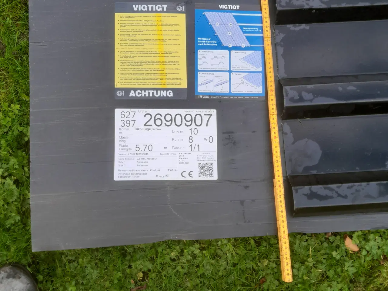 Billede 3 - Stålplade trapez sort-mat 570  x  106 cm  