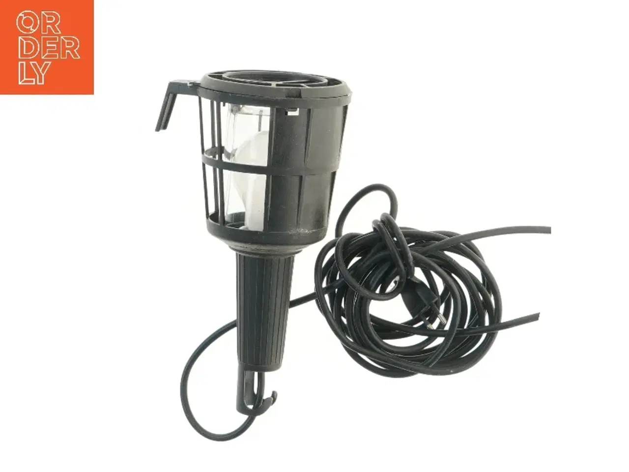 Billede 2 - Sort udendørs lampe med ledning (str. 26 cm)
