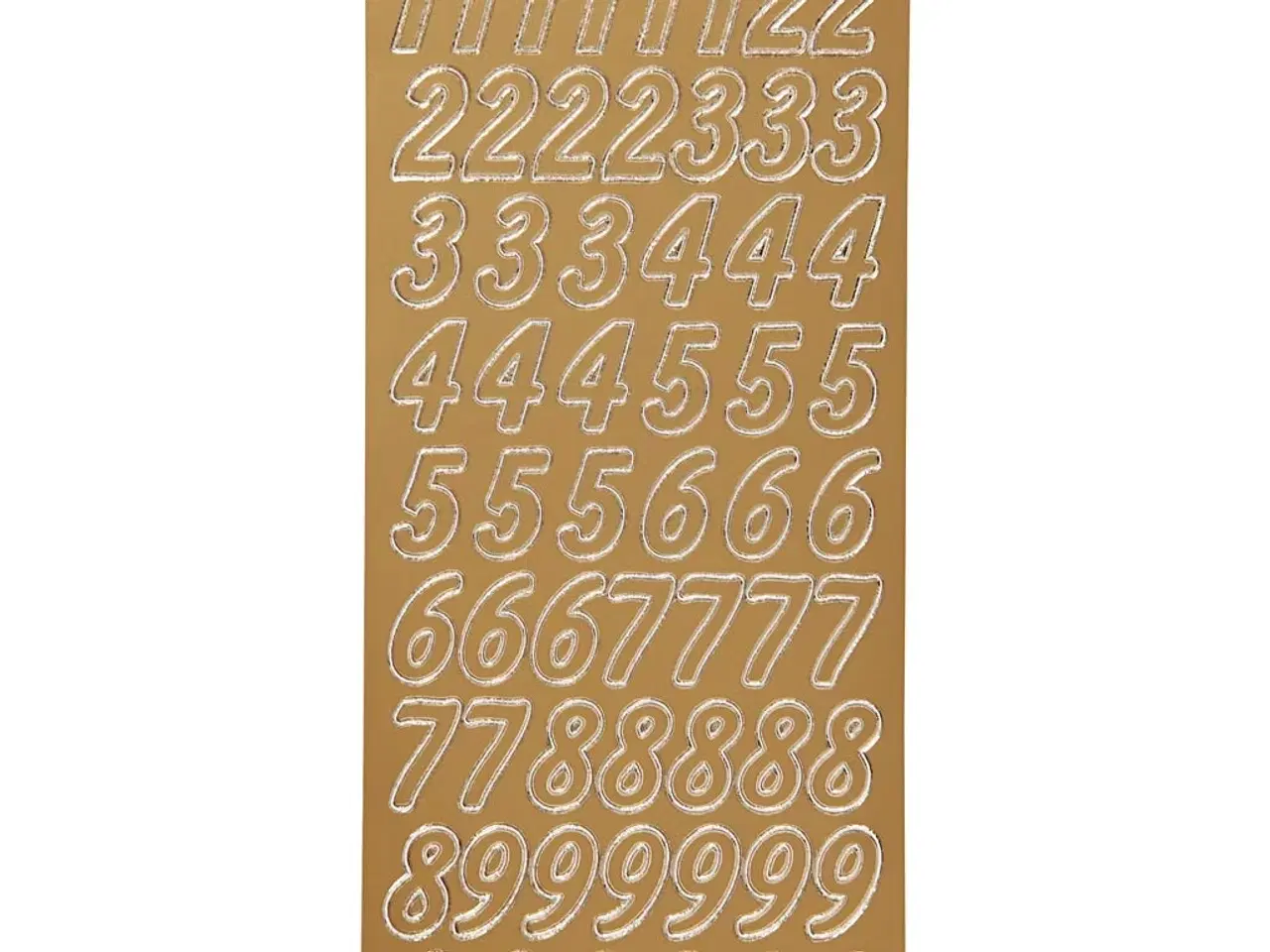 Billede 1 - Stickers, tal, ark 10x23 cm, guld, 1 ark