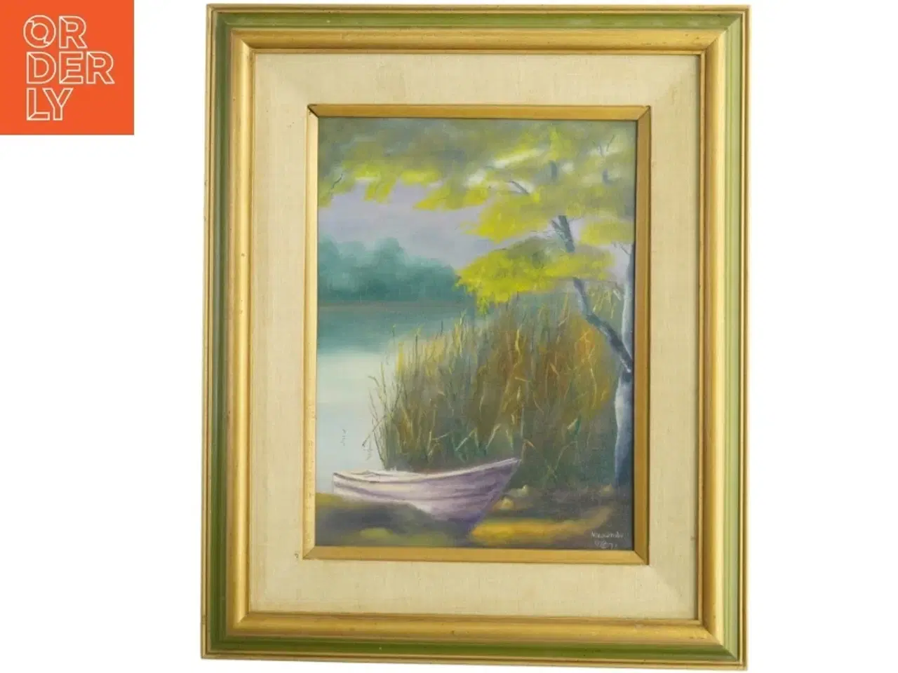 Billede 1 - Oliemaleri af sølandskab (str. 60 x 50 cm)