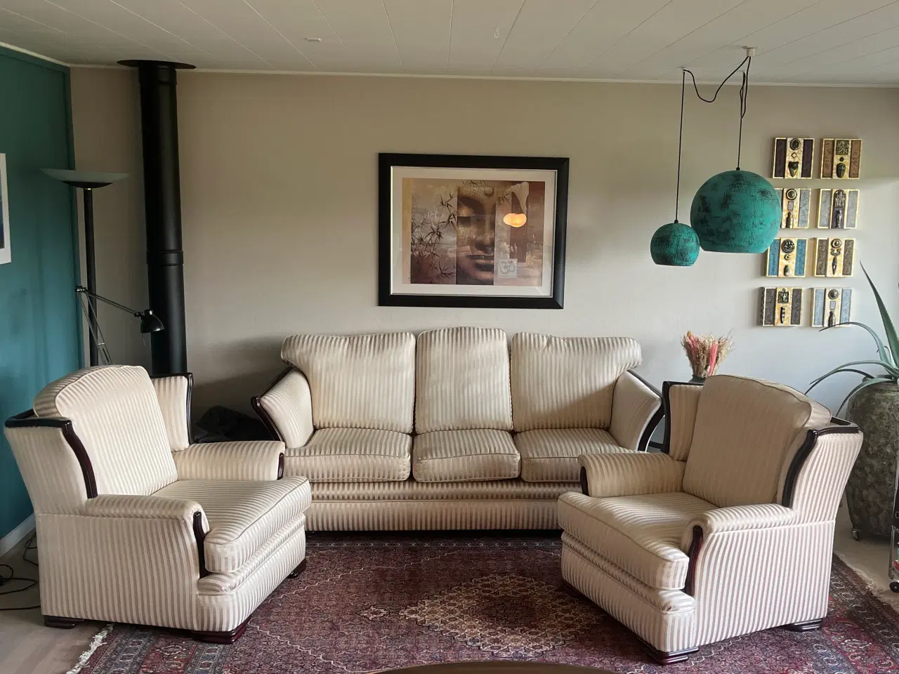 Billede 1 - Sofagruppe beige silkesatin
