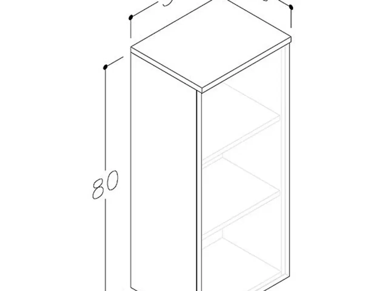 Billede 2 - OS41 Parma/Alba 3 sideskab, ny, 350x800mm, sort eg, Sort mat greb