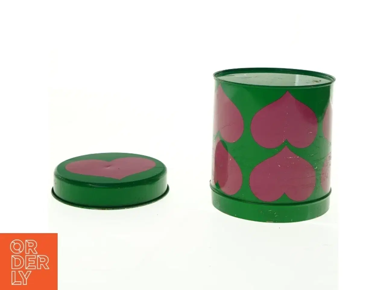Billede 2 - 1960&#39;er dåse med hjerter Laurids Lønborg & Lena Al Eklund (str. Diameter, 13 cm h 16 cm)