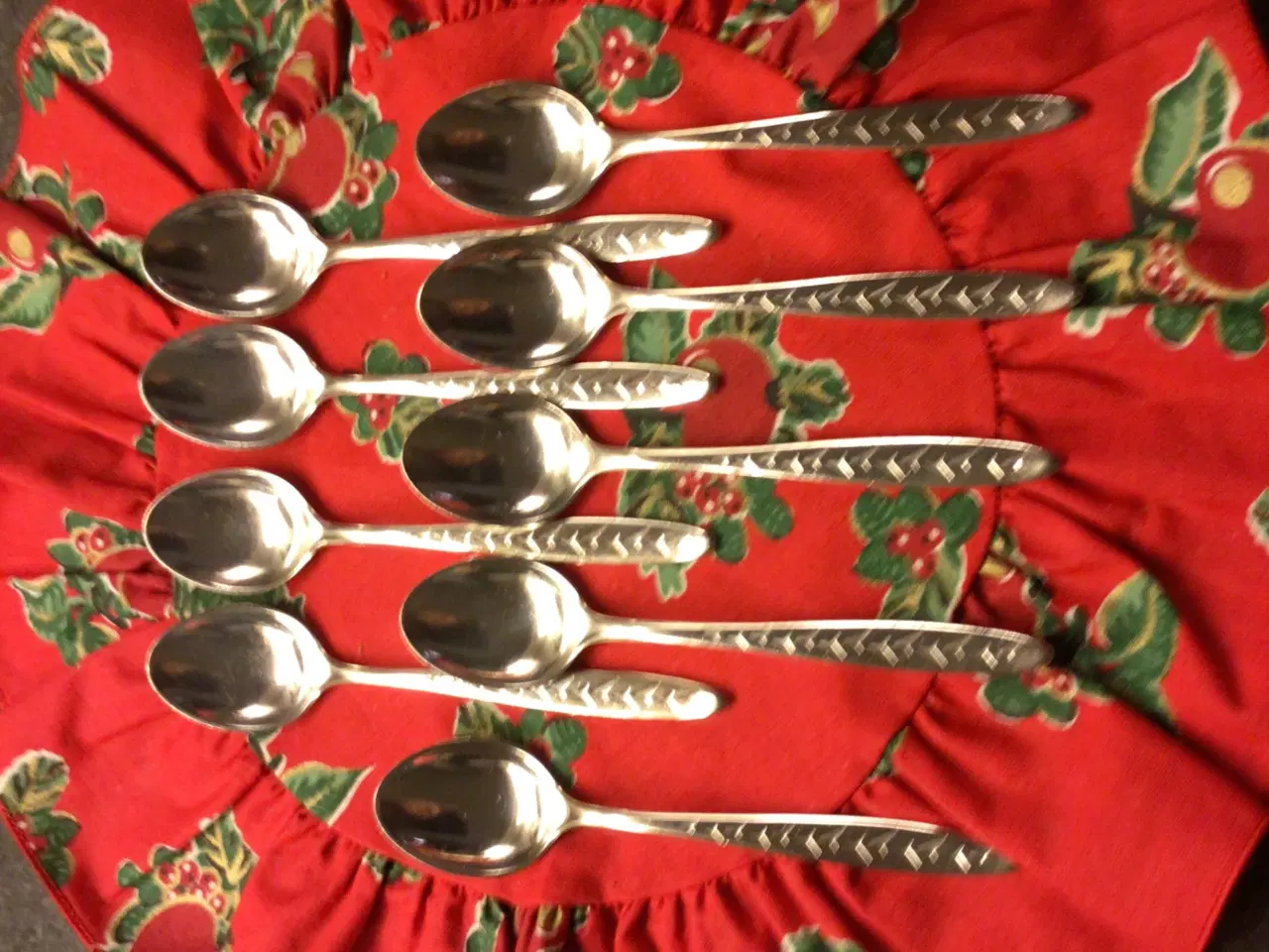 Billede 1 - 8 sølvplet theskeer Herlekin mønster