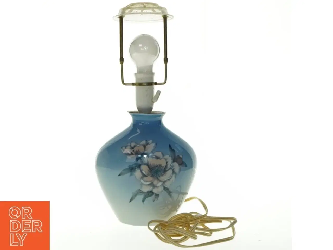 Billede 1 - Porcelænslampe med blomstermotiv (str. 42 cm)