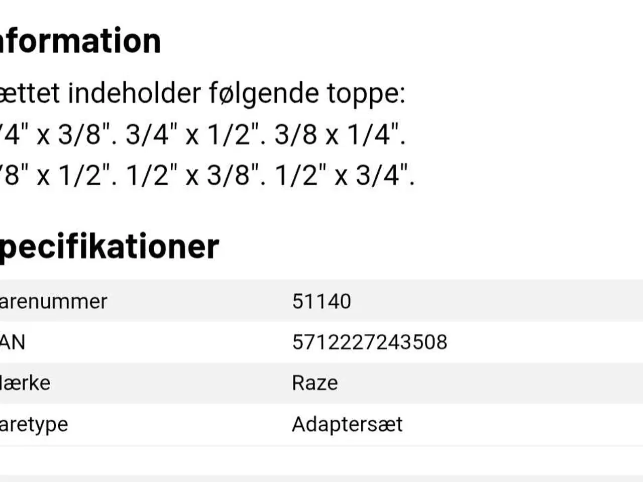 Billede 4 - Topnøgle adaptersæt 6 dele, nyt