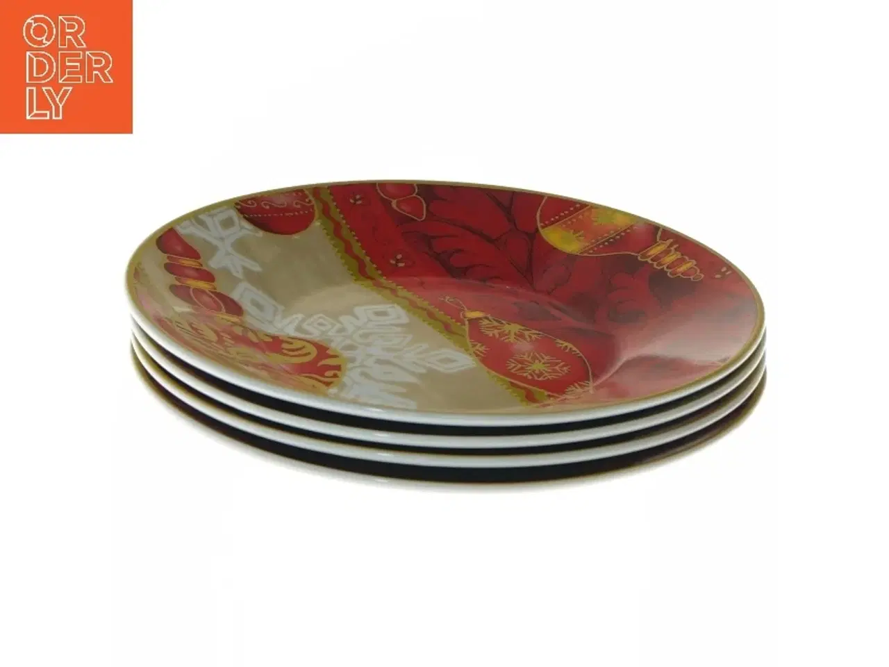 Billede 1 - Sæt af 4 dekorerede tallerkener fra Top Choice (str. 4 styk, ø 20 cm)