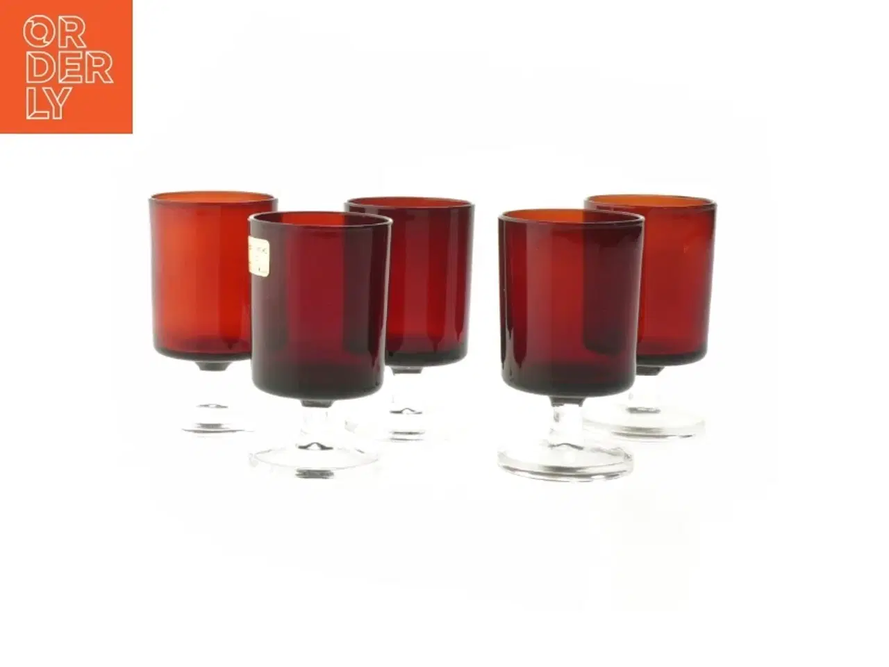 Billede 1 - 5 Røde glas med stilk RUBY RED (str. 5 stk Ø 5,5 cm længde 9 cm)