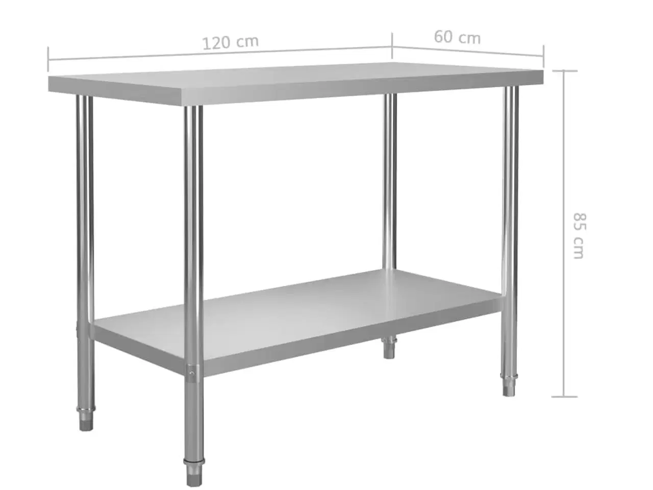 Billede 7 - Arbejdsbord til køkken 120x60x85 cm rustfrit stål