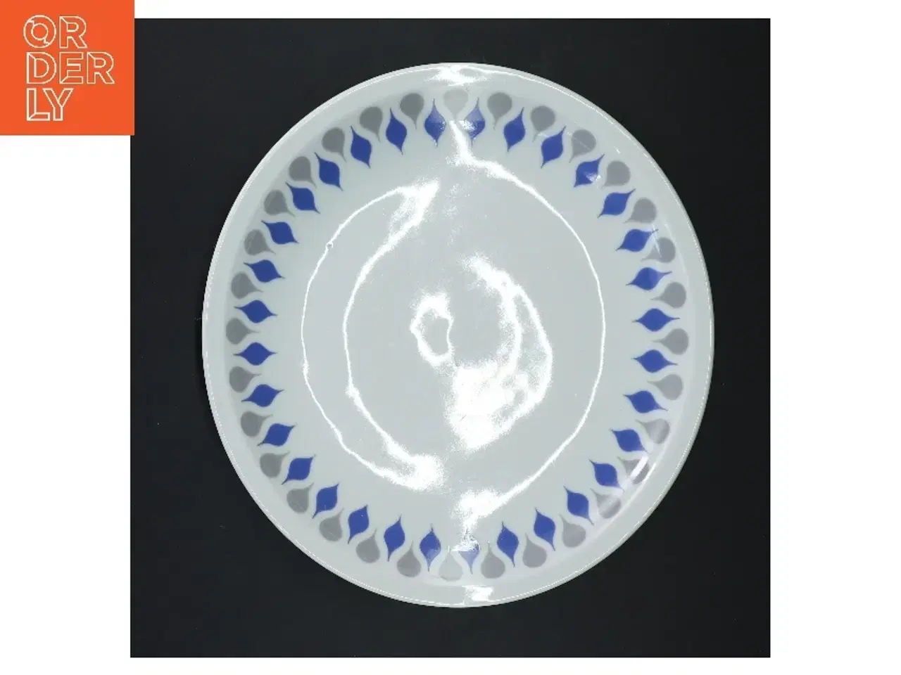 Billede 1 - Tallerken 60lå dråbe med blåt og gråt mønster (str. Ø 24 cm)