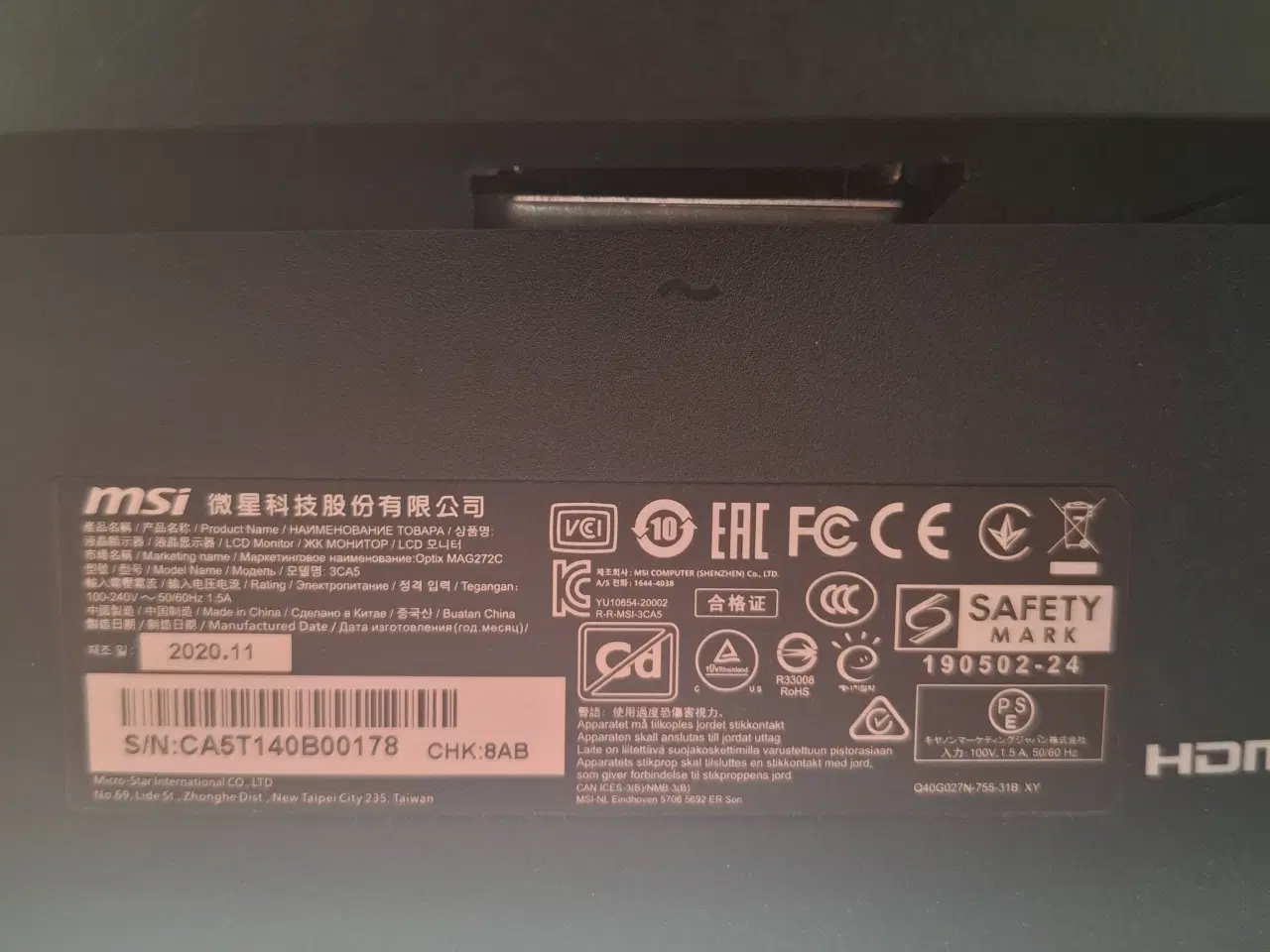 Billede 4 - MSI Optix MAG272C 27" 165 HZ buet gaming skærm