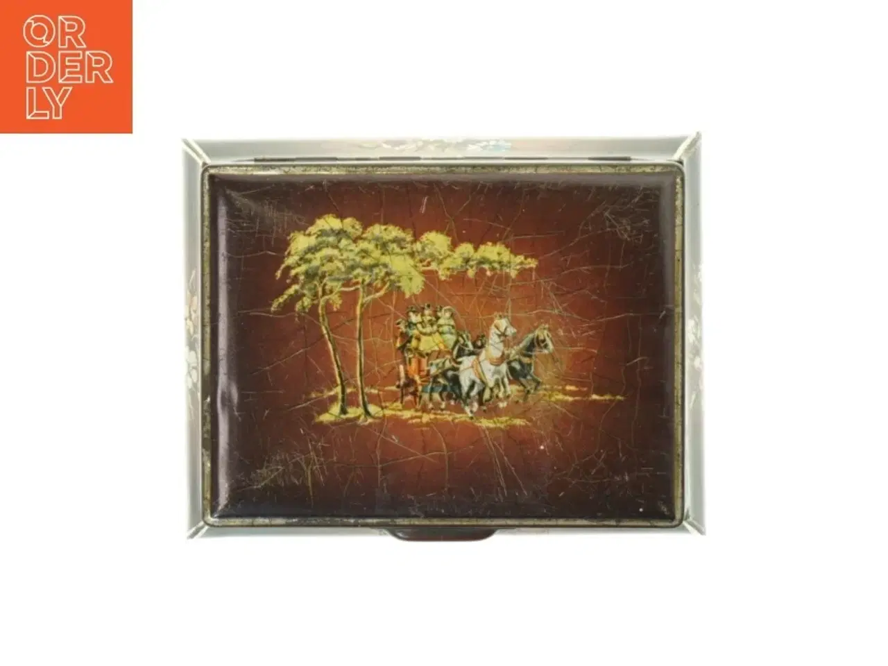 Billede 4 - Antikt Metal skrin, dåse med låg  (str. 16x12 cm)