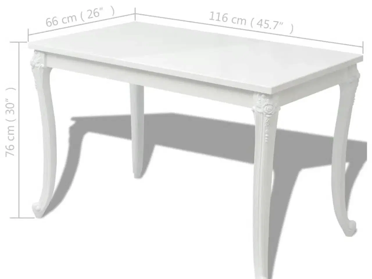 Billede 5 - Spisebord 116 x 66 x 76 cm højglans hvid