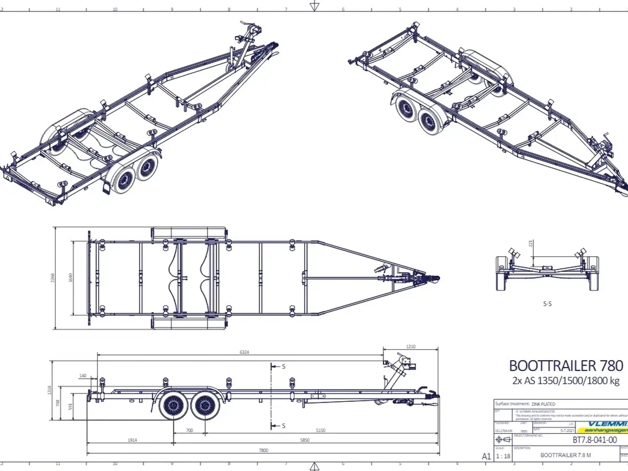 Billede 3 - Vlemmix Bådtrailer 780x220 2700 Flex-Roll