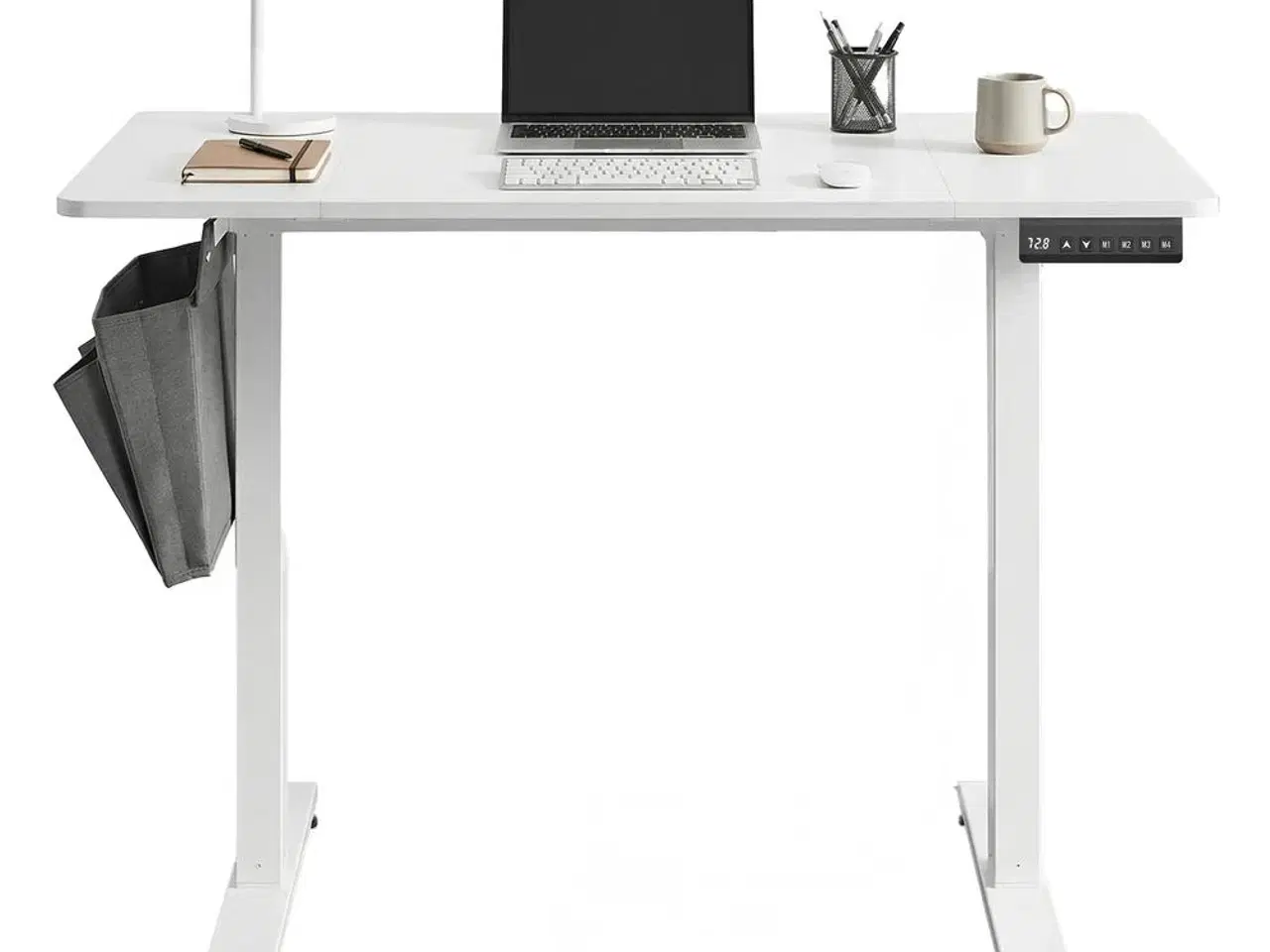 Billede 2 - Elektrisk hæve-sænkebord 120 × 60 cm - 4 hukommelser, hjemmekontor, hvid