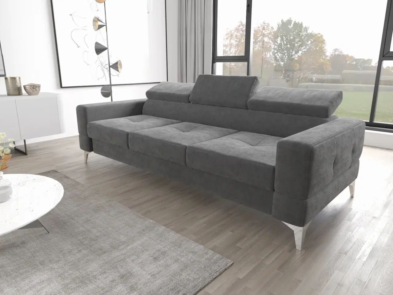 Billede 8 - TUTSEPI III TRE-PERS. SOFA  250 CM Rød Eko Lader K 55 BEN