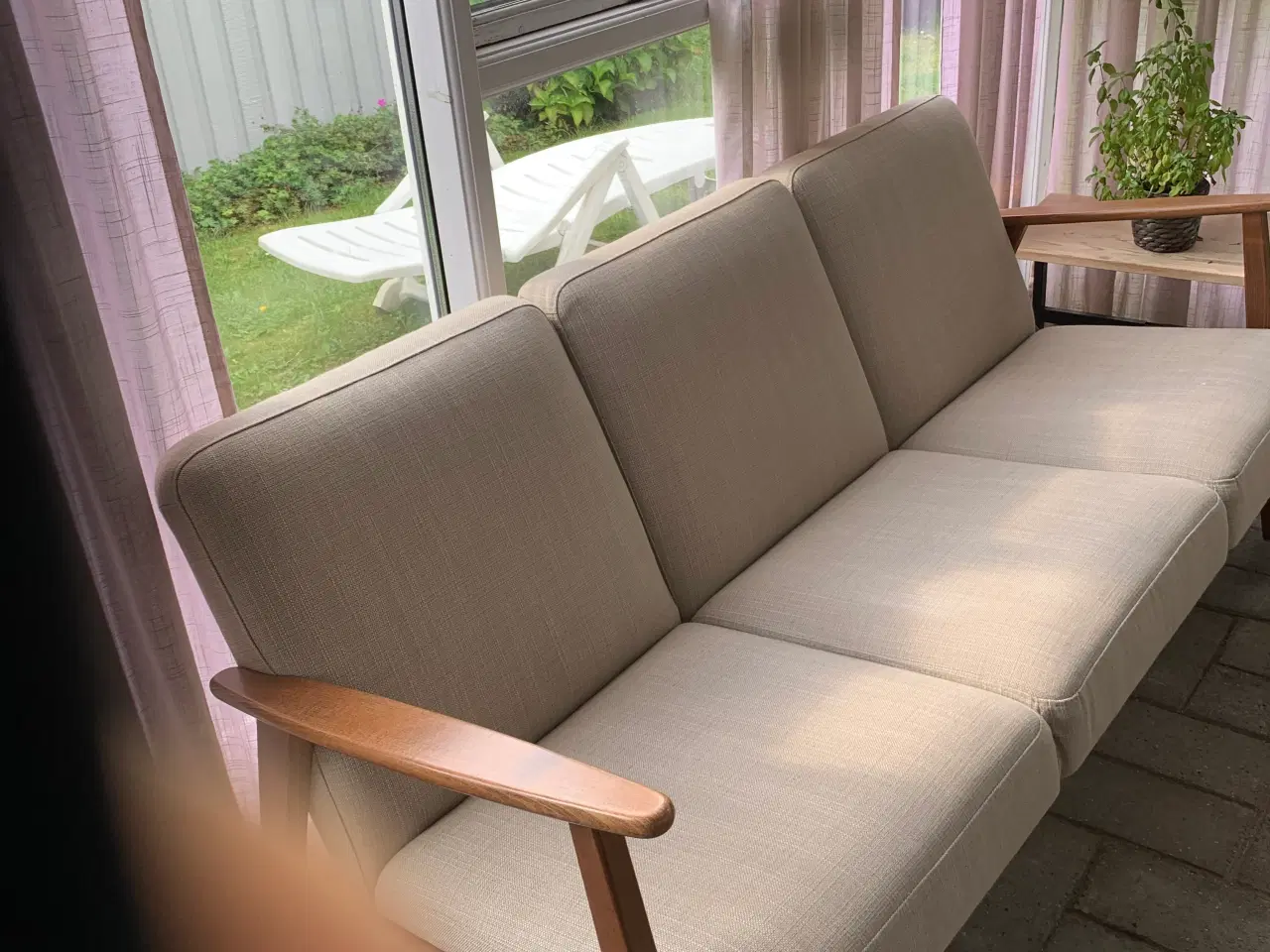Billede 1 - Teak, beige retrosofa