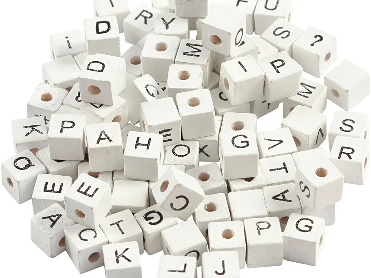 Billede 1 - Hvide Bogstavperler A-Z & Specialtegn, 96 stk.