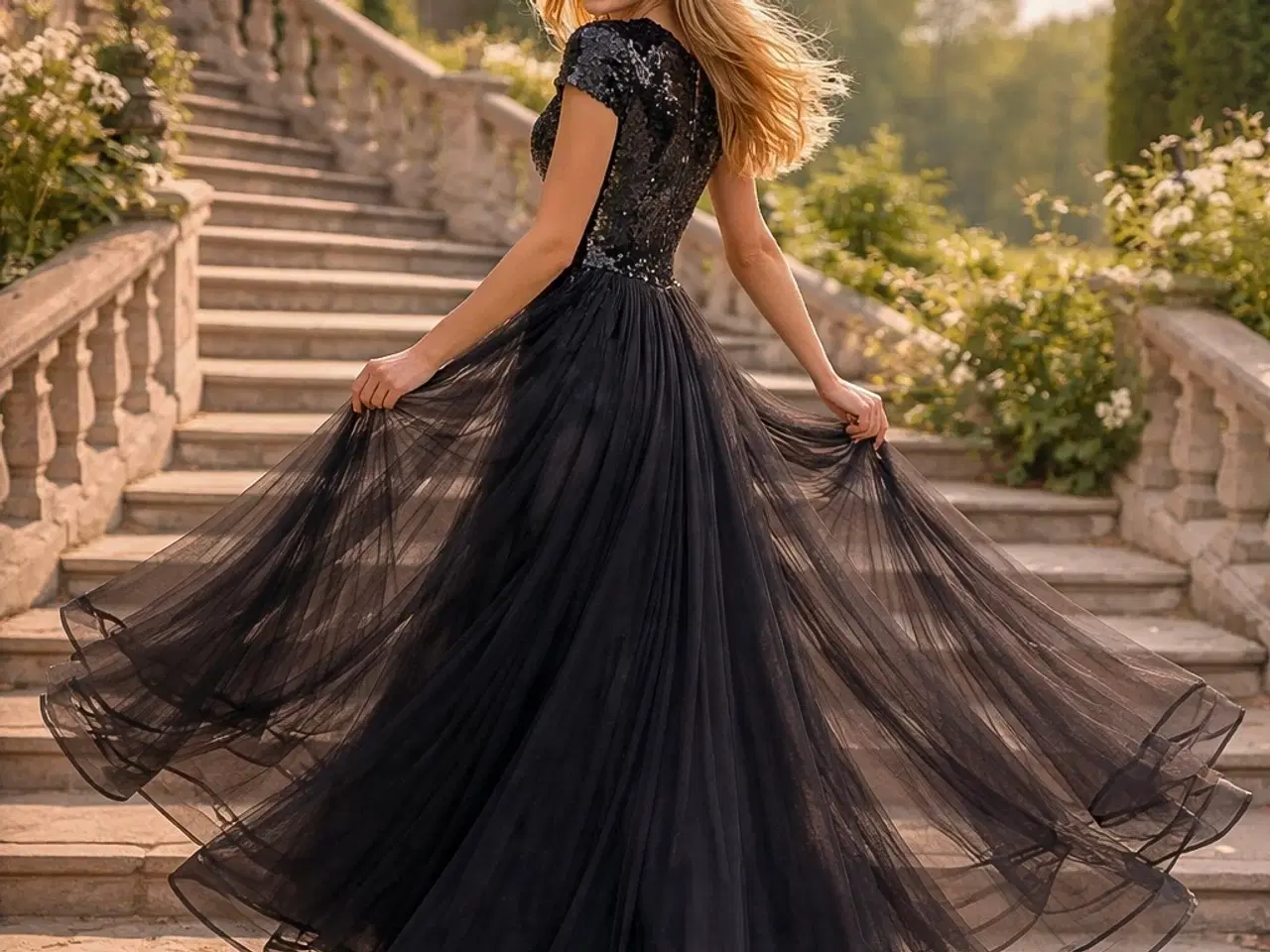 Billede 1 - Smuk, lang, sort gallakjole