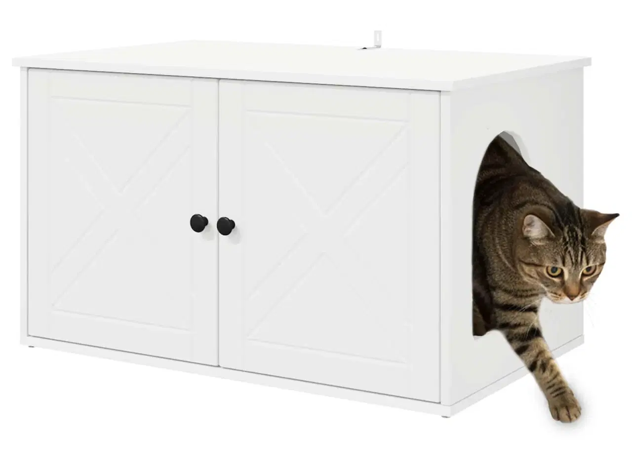 Billede 3 - Kat Hus Hvid 85 x 55 x 50,5 cm Konstrueret træ