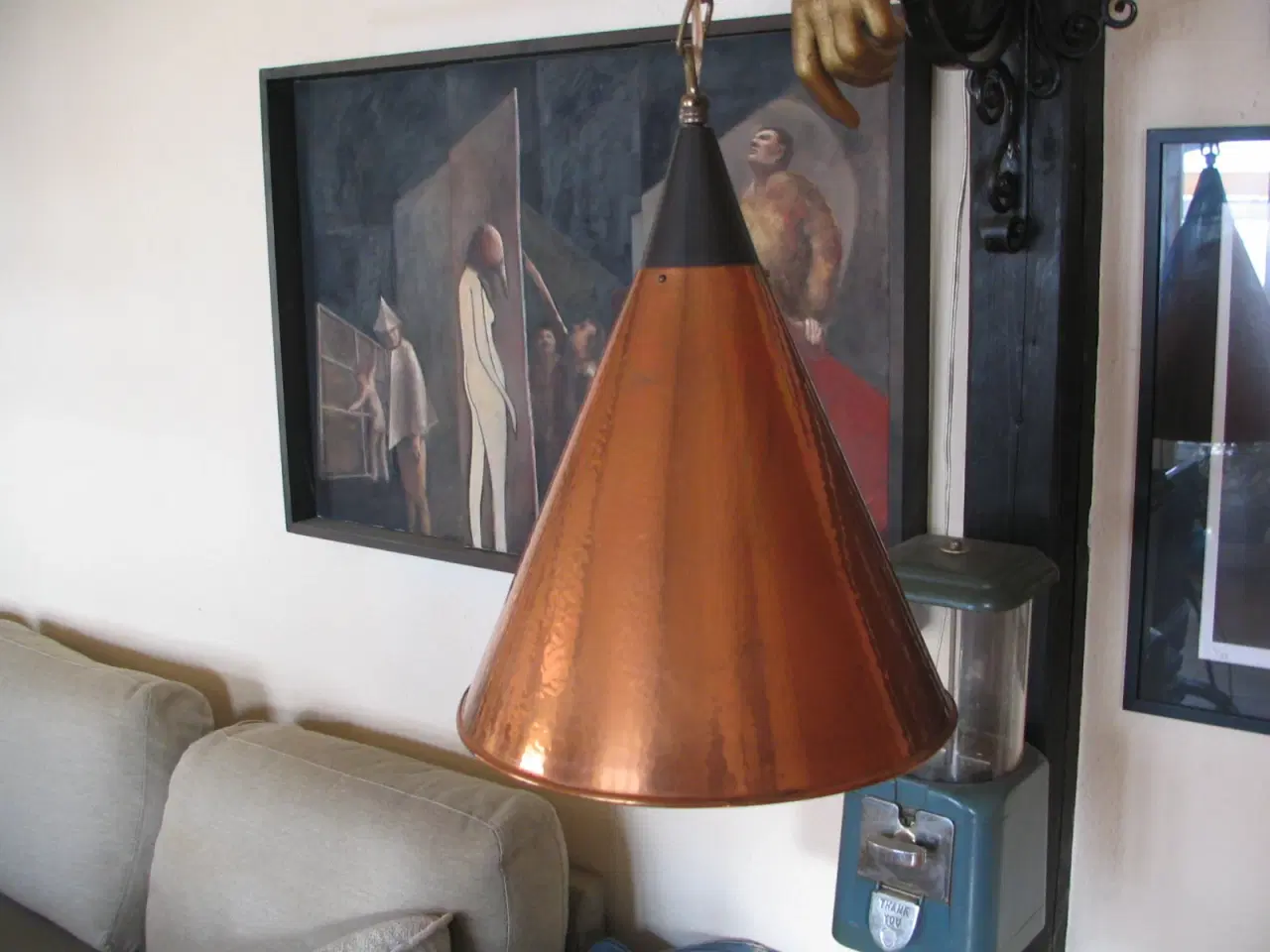 Billede 1 - Kobberlampe, kegleformet