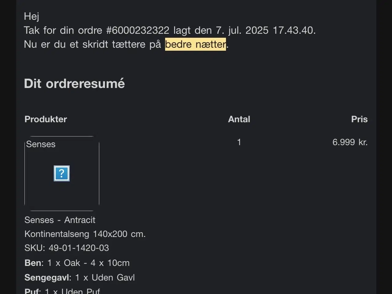 Billede 2 - 140X200 cm Kontinental seng fra Bedre nætter