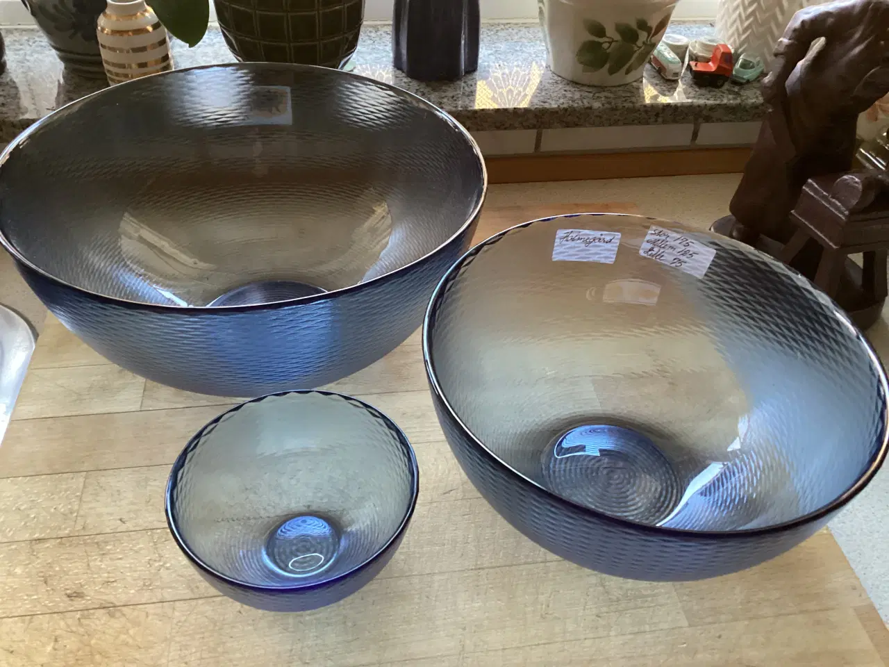 Billede 2 - Holmegård Bordskåle Stor, Mellem, lille (lysblå)