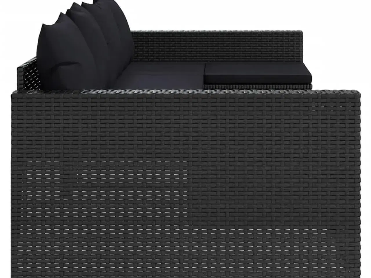 Billede 5 - Loungesæt til haven 2 dele med hynder polyrattan sort
