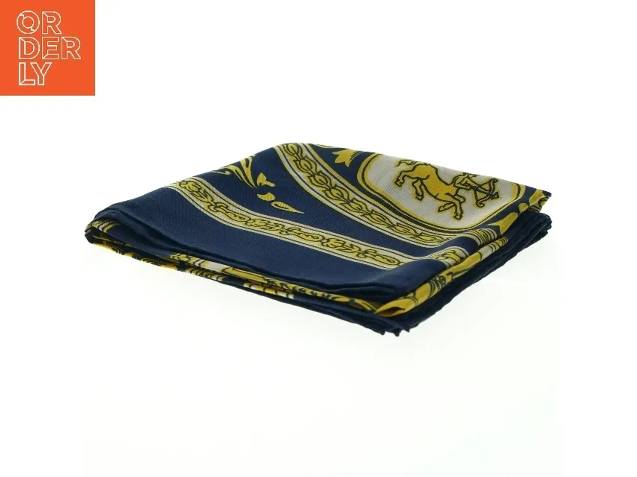 Billede 3 - Blåt og gult tørklæde med zodiaktegn fra Bianchini Férier (str. 75 x. 78 cm)