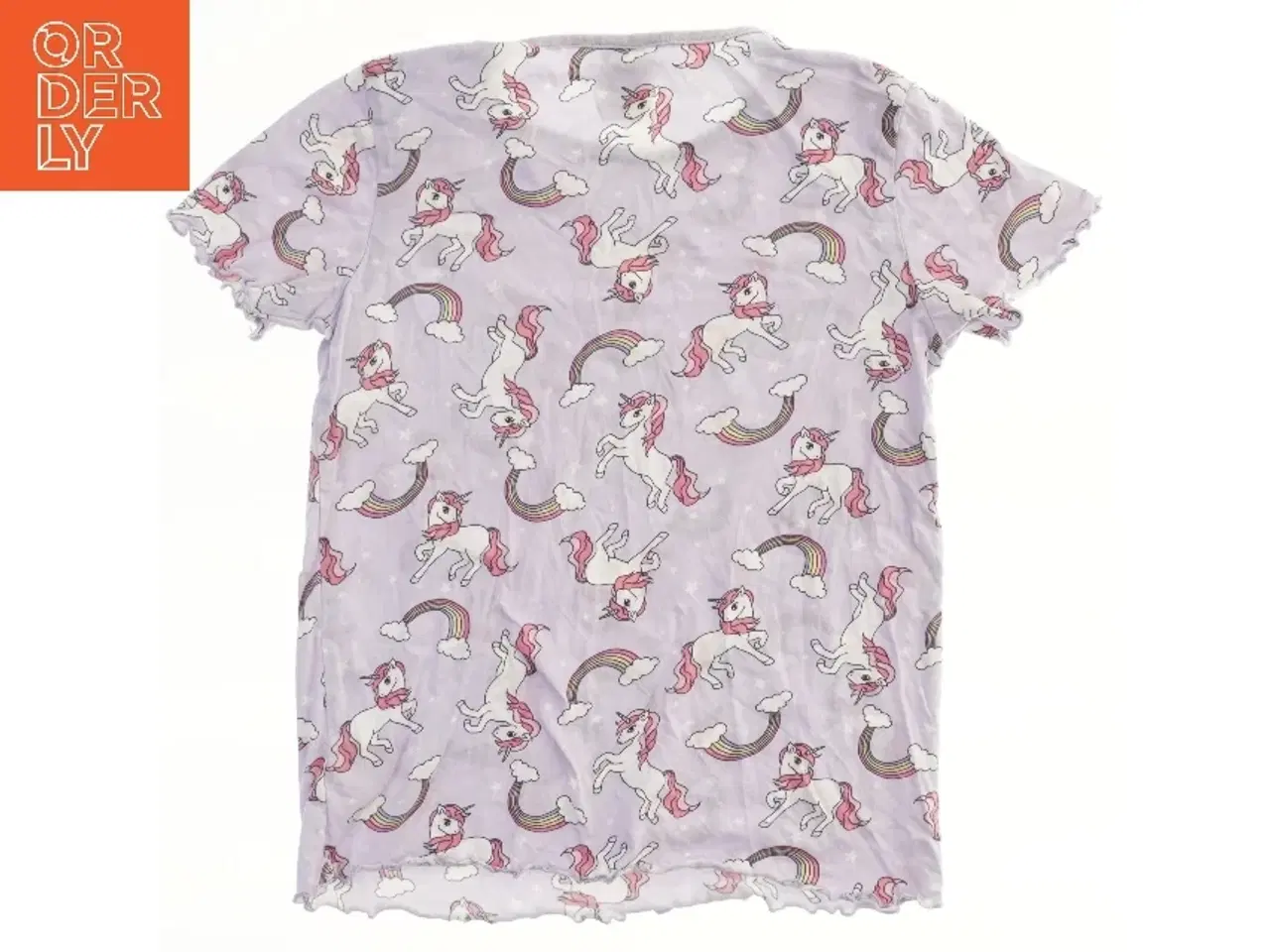 Billede 1 - T-shirt med enhjørninge og regnbueprint fra Lindex (str. 122)