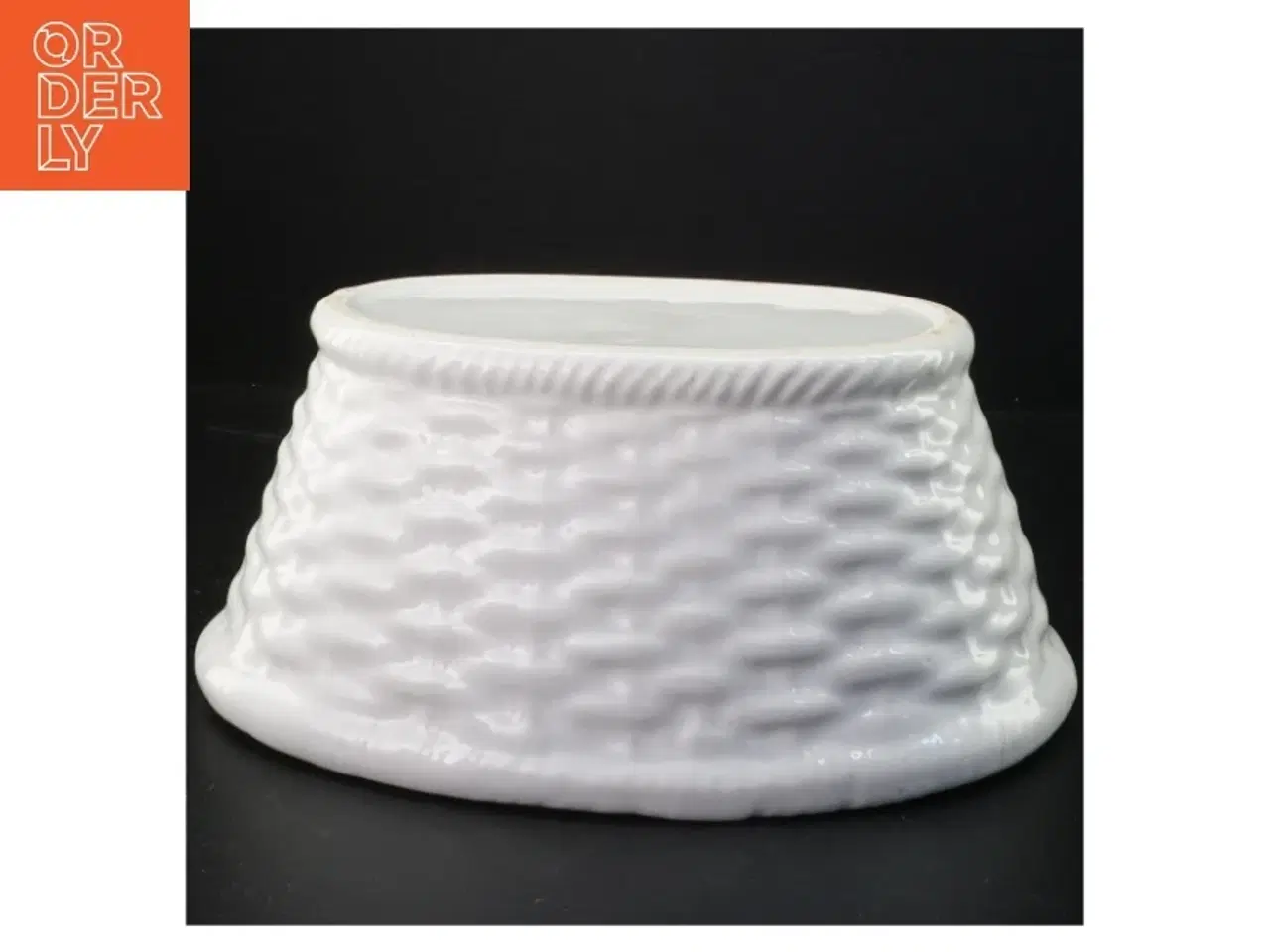 Billede 2 - Hvid kurveflet porcelænsskål (str. 27 x 20 x 12 cm)