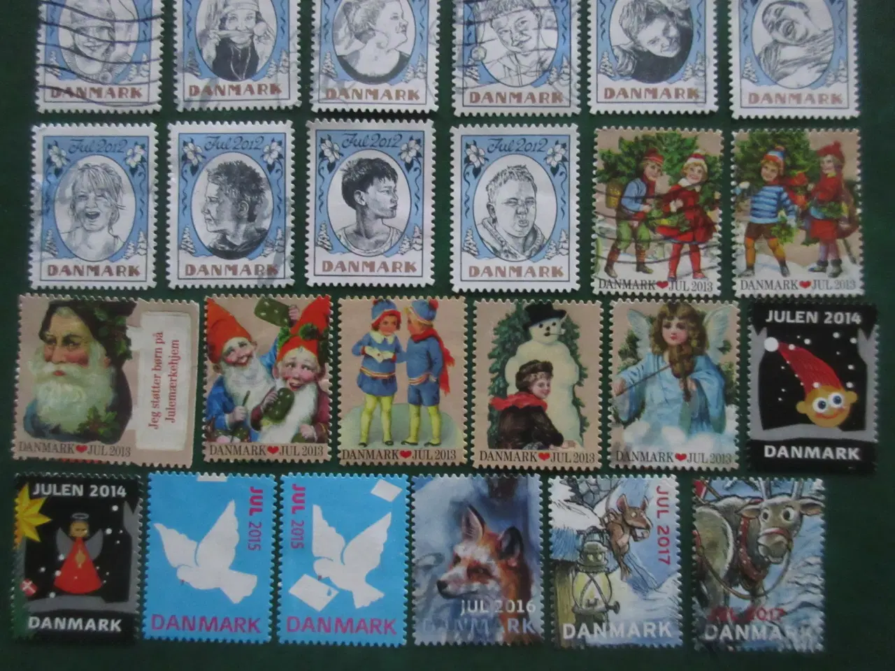 Billede 3 - Danske julemærker på selvklæbende papir 2010-2017