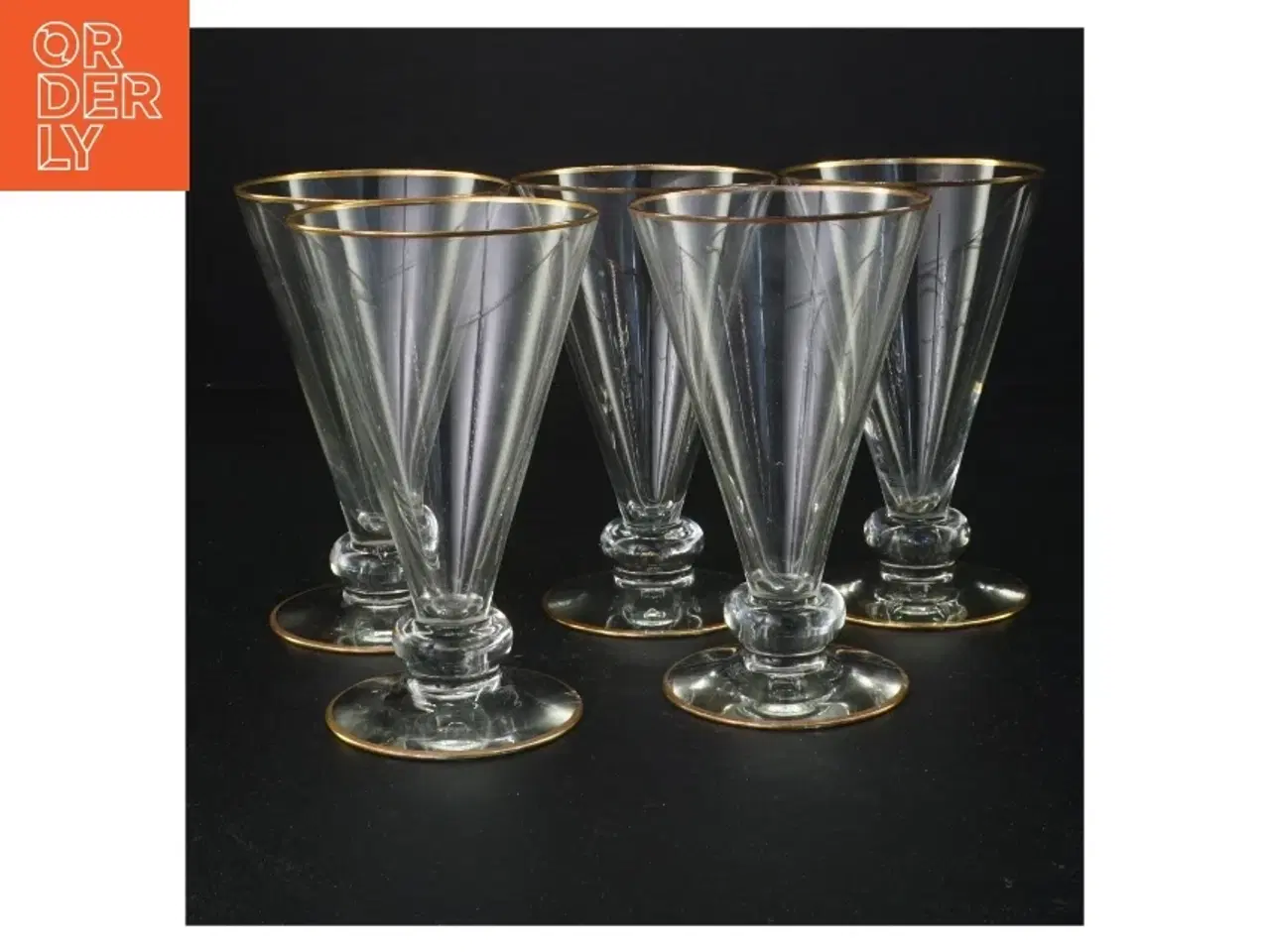 Billede 1 - Vintageglas med guldkant (str. 14 x 9 cm)