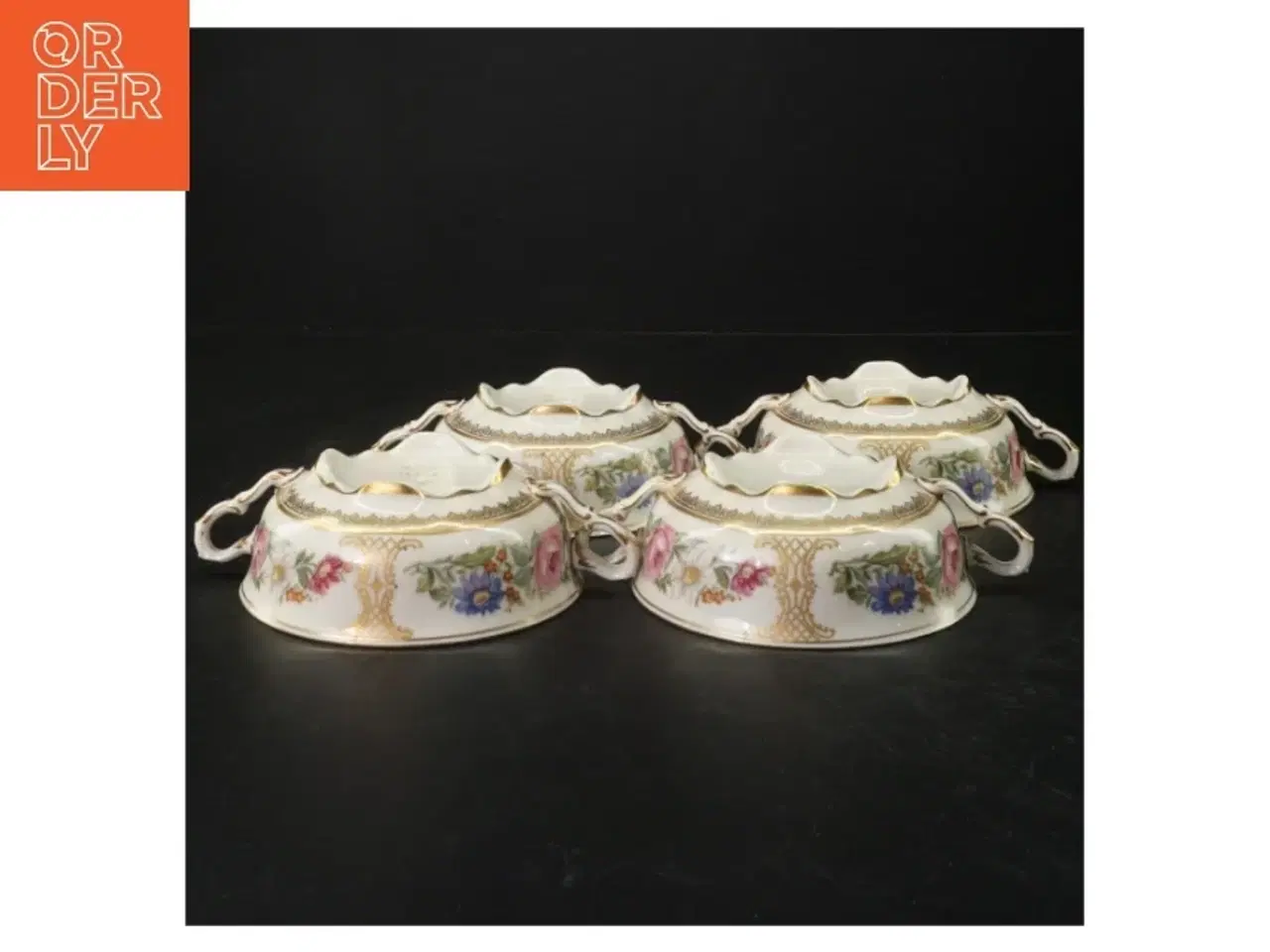 Billede 4 - Porcelænsskåle med blomstermotiv (str. Ø. 12,5 cm)
