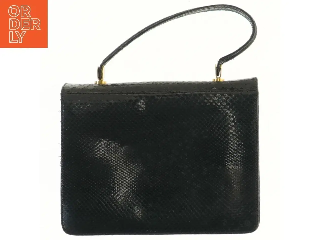 Billede 1 - Sort vintage håndtaske med guld detaljer (str. 22x18 cm)