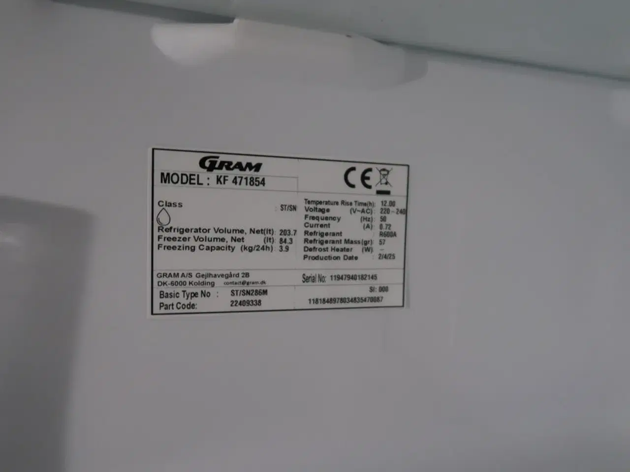 Billede 3 - Køle/fryseskab GRAM KF 471854