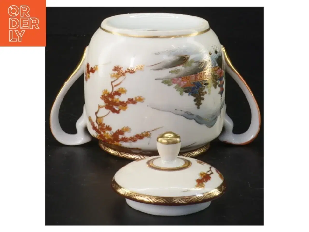 Billede 3 - Porcelænstepotte med låg og dekoration (str. Ø 10 cm)