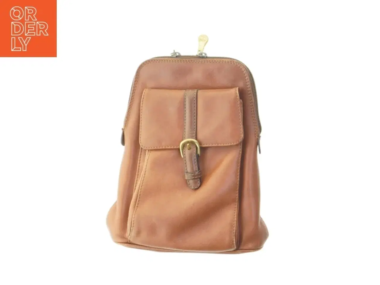 Billede 1 - Lille brun lædertaske (str. 25x19 cm)