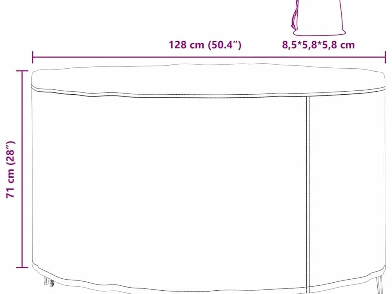 Billede 9 - Overtræk til havemøbler Sort 128 x 128 x 71 cm 420D stof