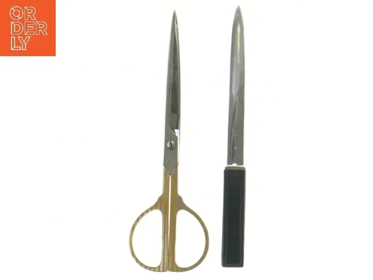 Billede 2 - Saks og brevåbner sæt med læder etui (str. 23 cm)