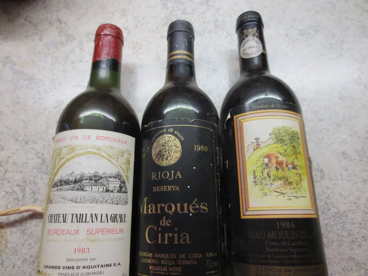 Billede 1 - 3 flasker vin, primært til en samling. Se årgangen