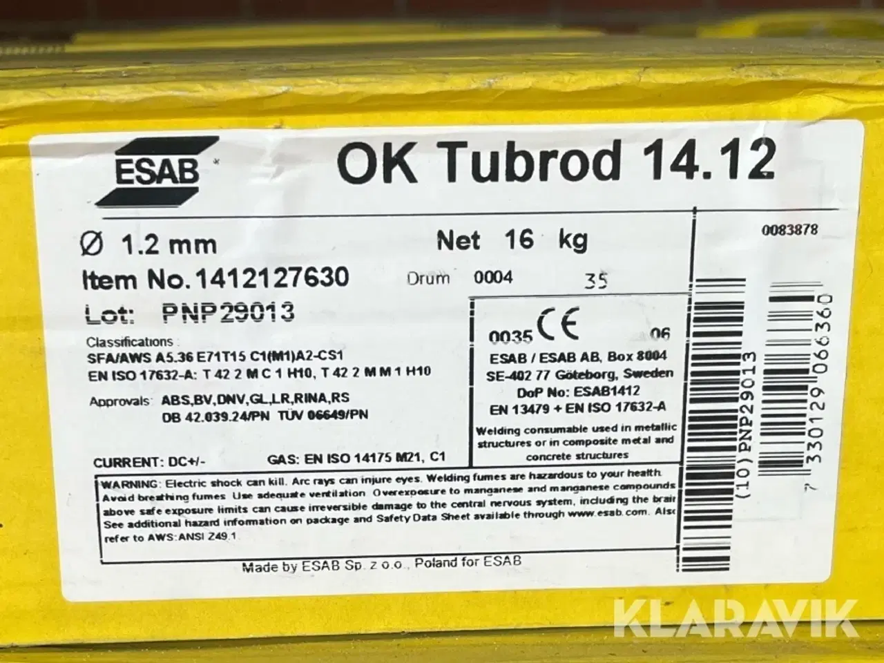 Billede 2 - Svejsetråd Esab Ok tubrod 14.12 3 ruller